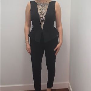 Classy black detailed gem jumpsuit